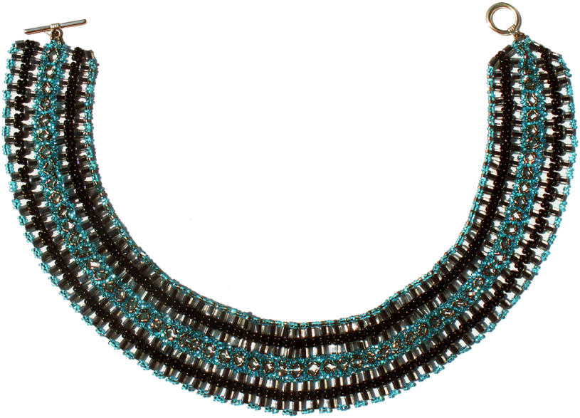 Elegant Blackand Turquoise Beaded Necklace