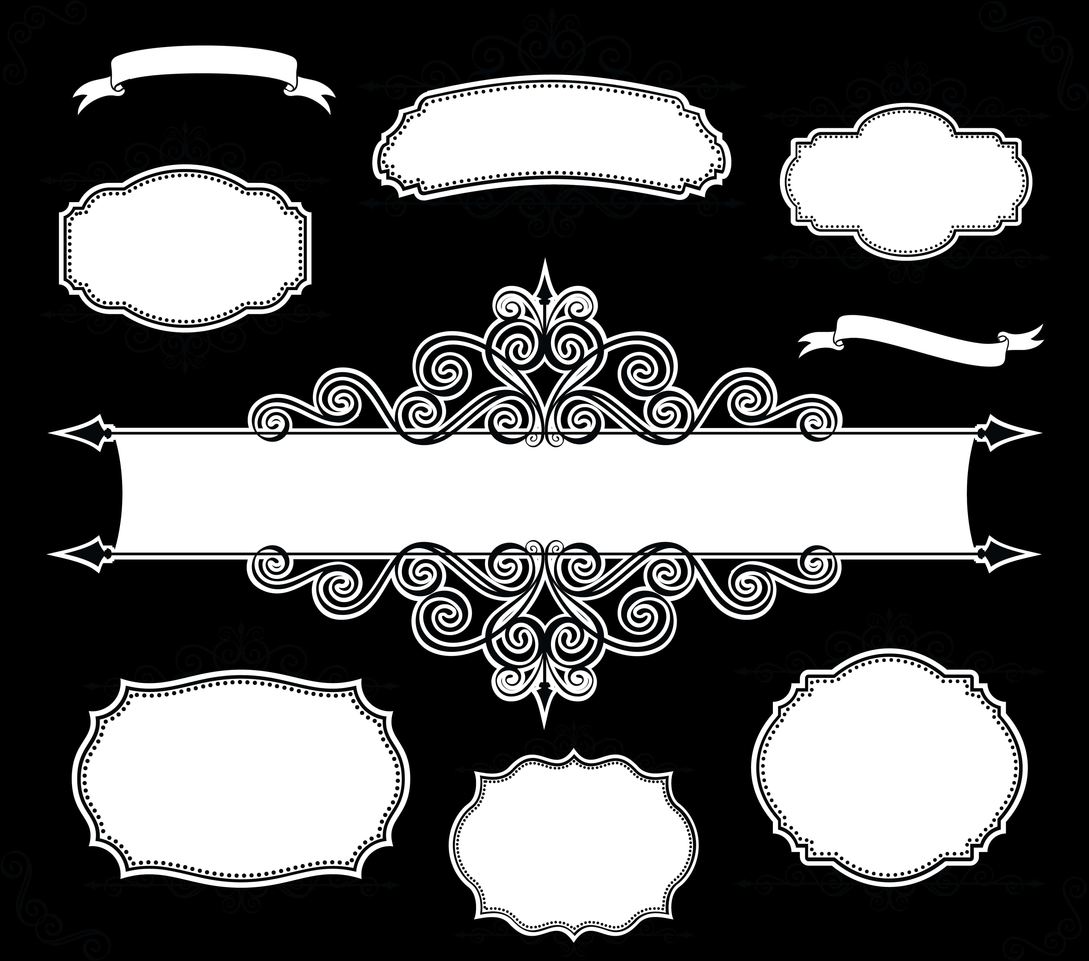 Elegant Blackand White Frame Collection PNG with transparent background