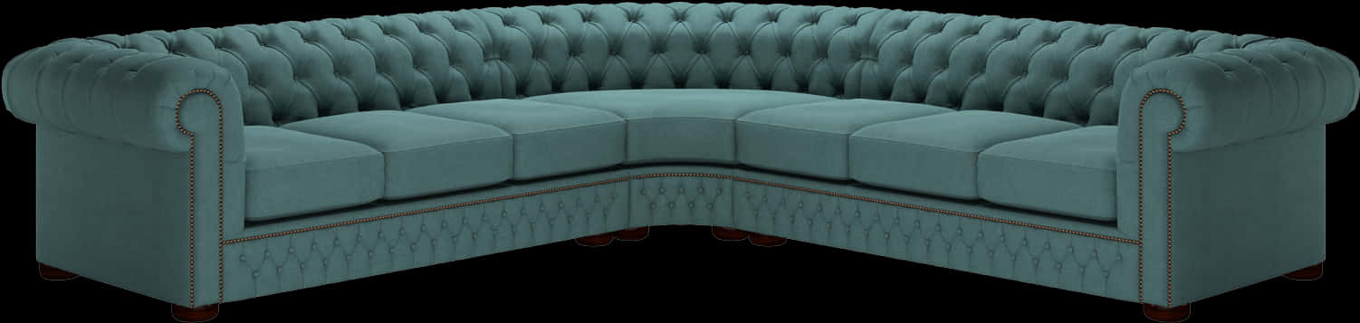 Elegant Blue Chesterfield Sofa PNG with transparent background