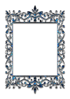 Elegant Blue Floral Frame PNG with transparent background