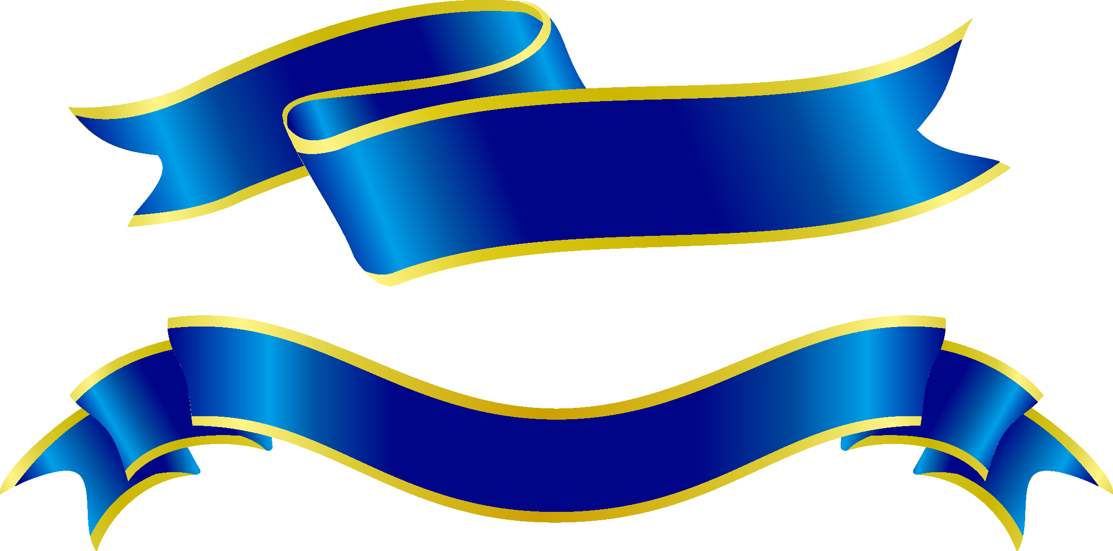 Elegant Blue Gold Ribbon Banners