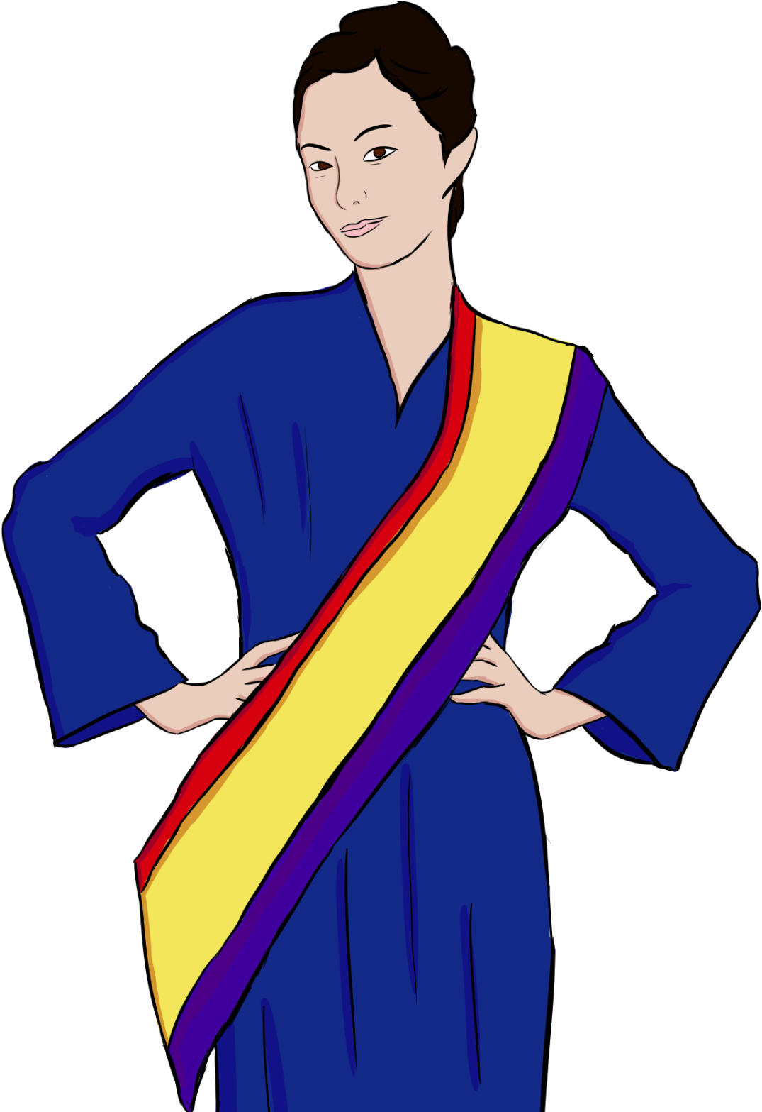 Elegant Blue Kimono Illustration