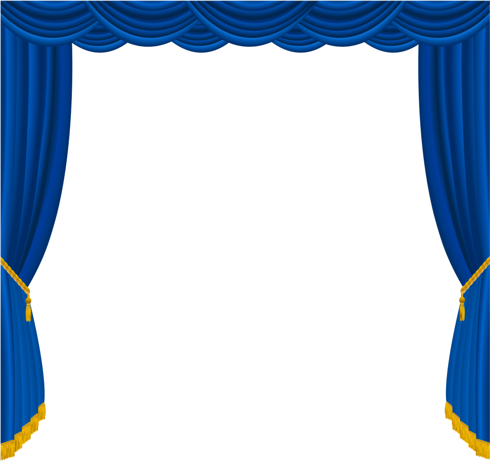Elegant Blue Theater Curtains PNG with transparent background