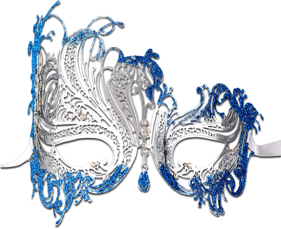 Elegant Blueand Silver Venetian Mask.png