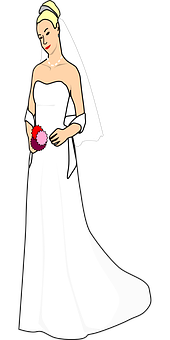 Elegant Bride Cartoon Illustration PNG image with a transparent background, free high-resolution download