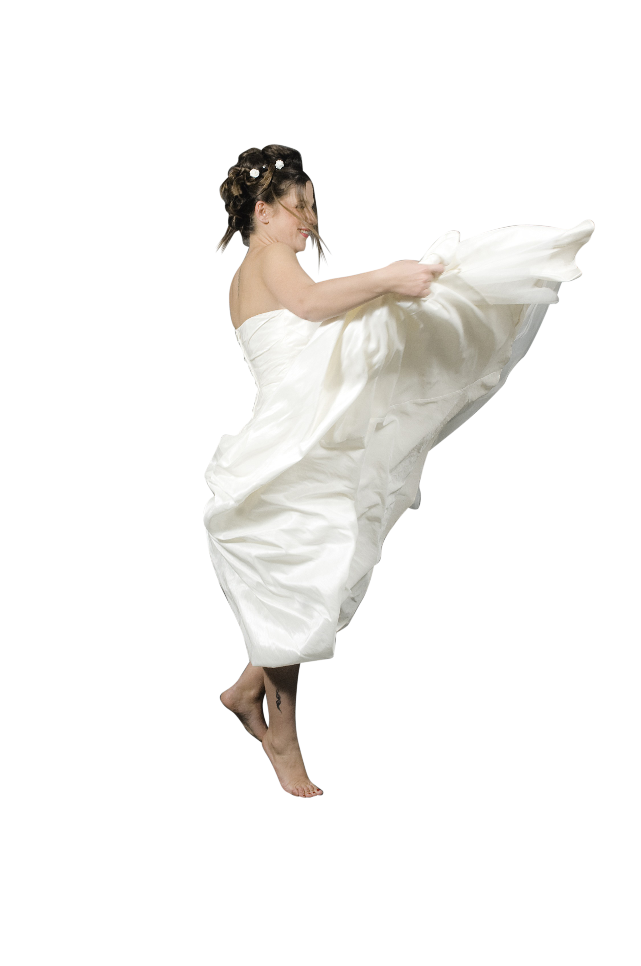 Elegant Bride Dancingin White Dress PNG image with a transparent background, free high-resolution download