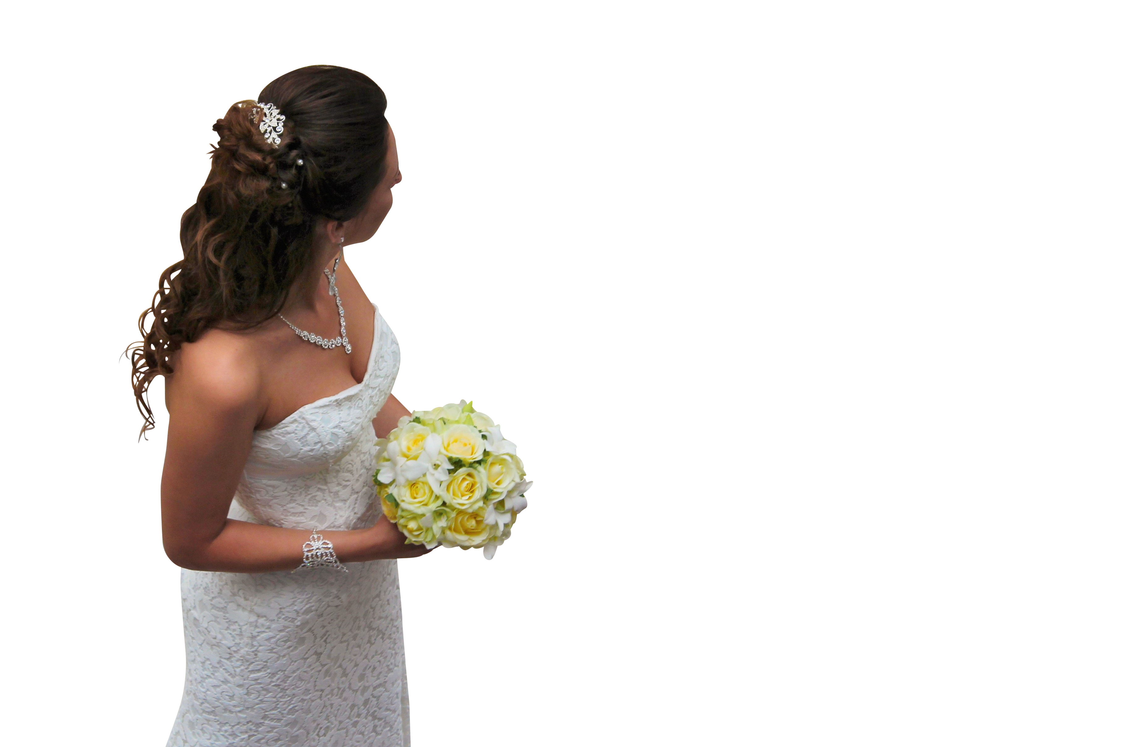 Elegant Bride Profile With Bouquet PNG image with a transparent background, free high-resolution download