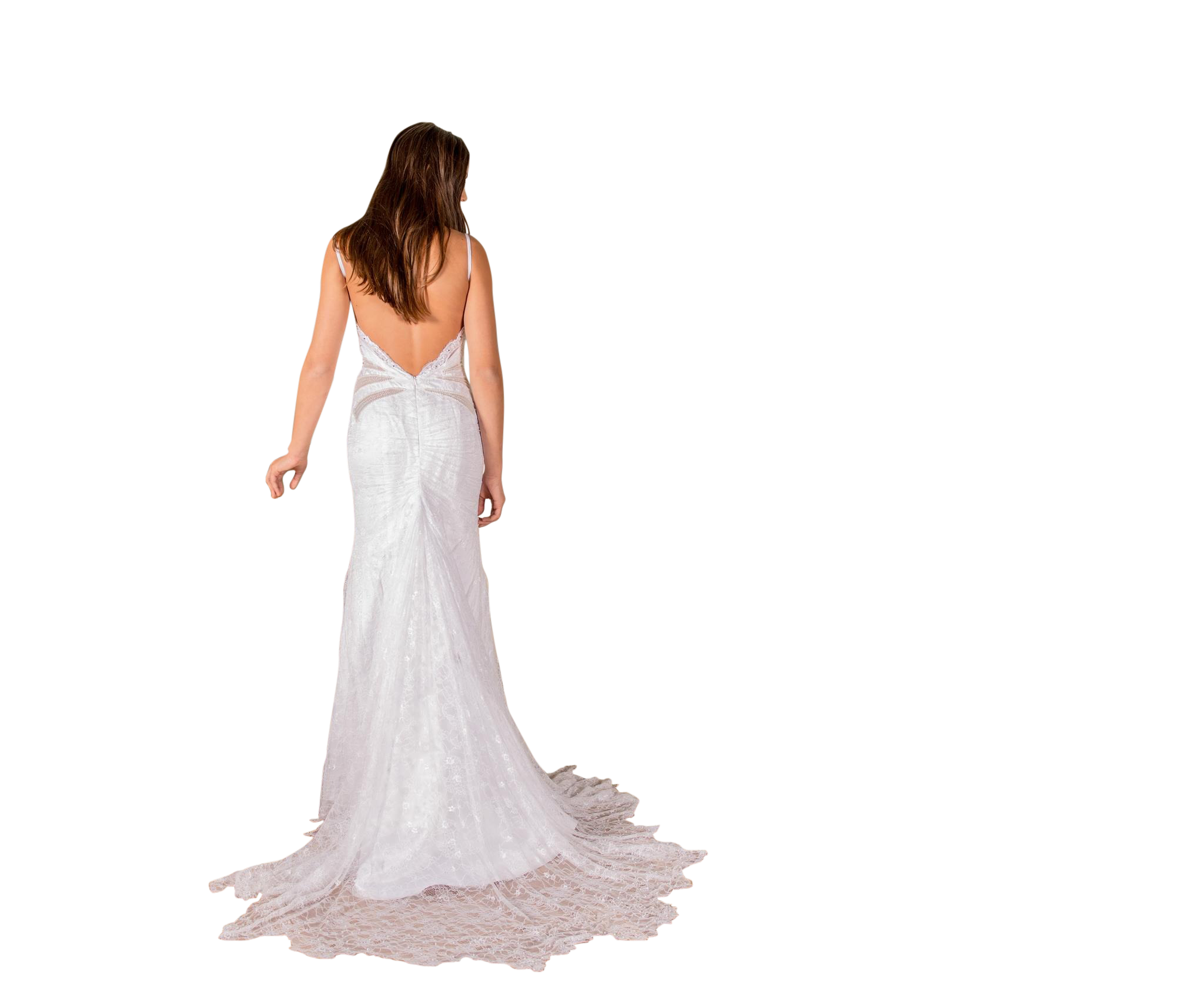 Elegant Bridein White Gown PNG with transparent background