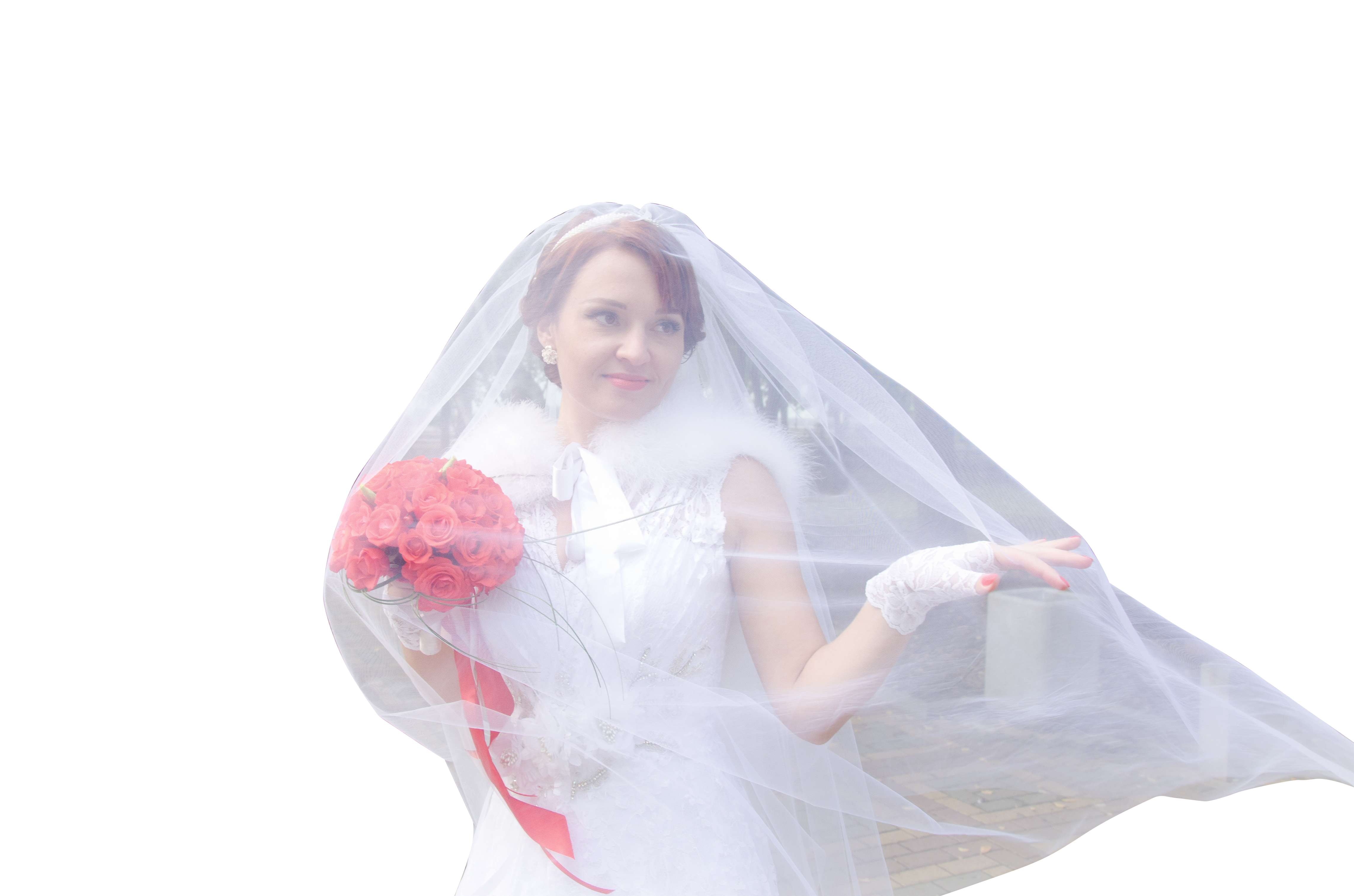 Elegant Bridewith Bouquet PNG with transparent background