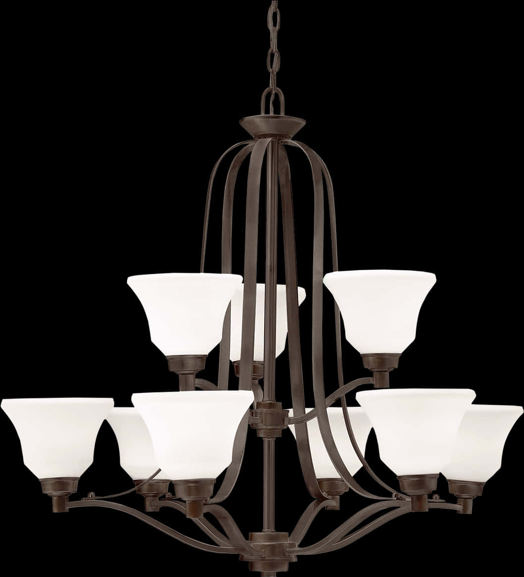 Elegant Bronze Chandelier Lighting PNG with transparent background