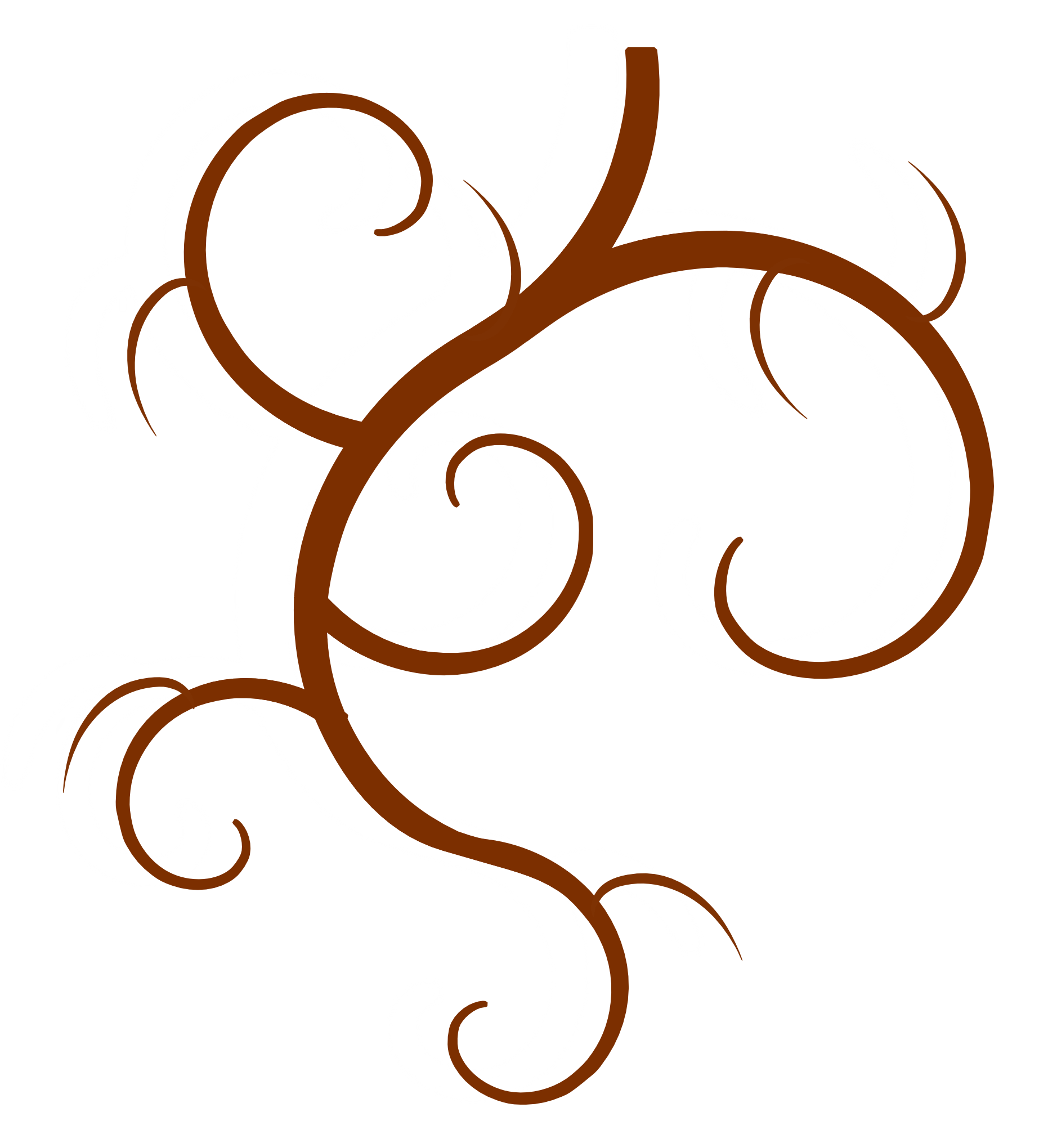 Elegant Brown Swirl Design PNG with transparent background