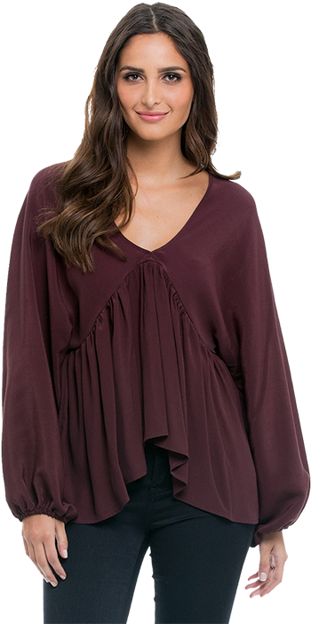 Elegant Burgundy Blouse Woman