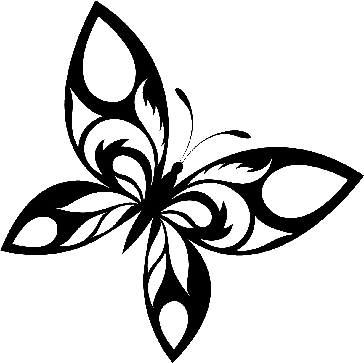 Butterfly Tattoo Designs Free Download Png - Butterfly Design Black And White, Transparent Png PNG with transparent background
