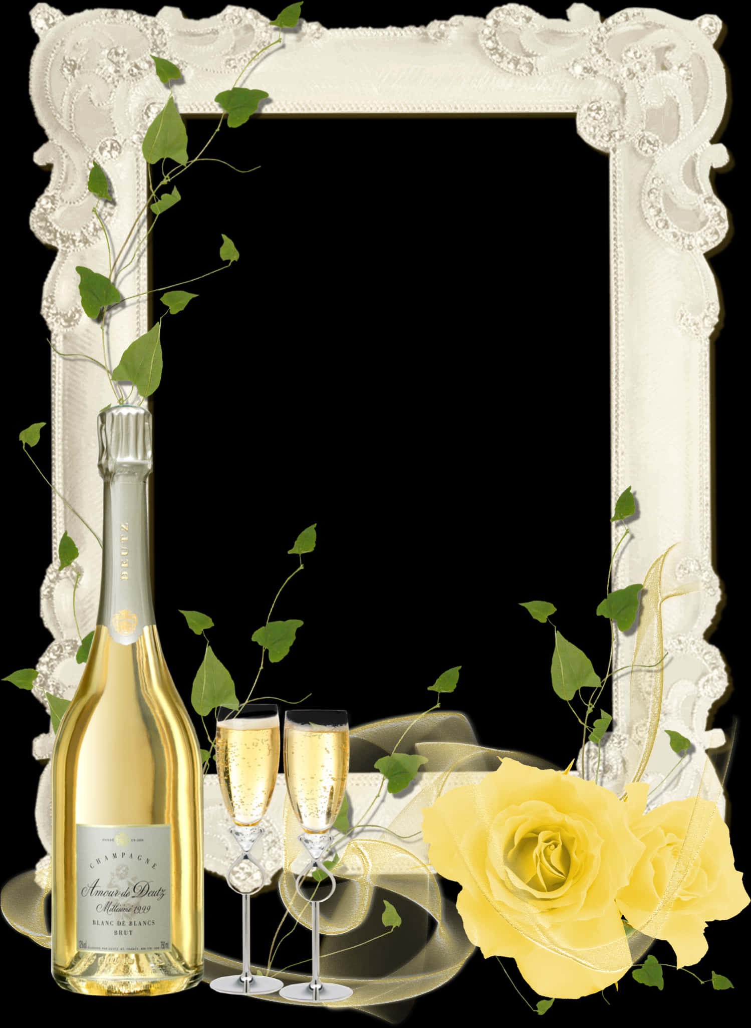 Delicate Transparent Png Frame With Yellow Roses And - Frame Clipart Champagne, Png Download PNG image with a transparent background, free high-resolution download