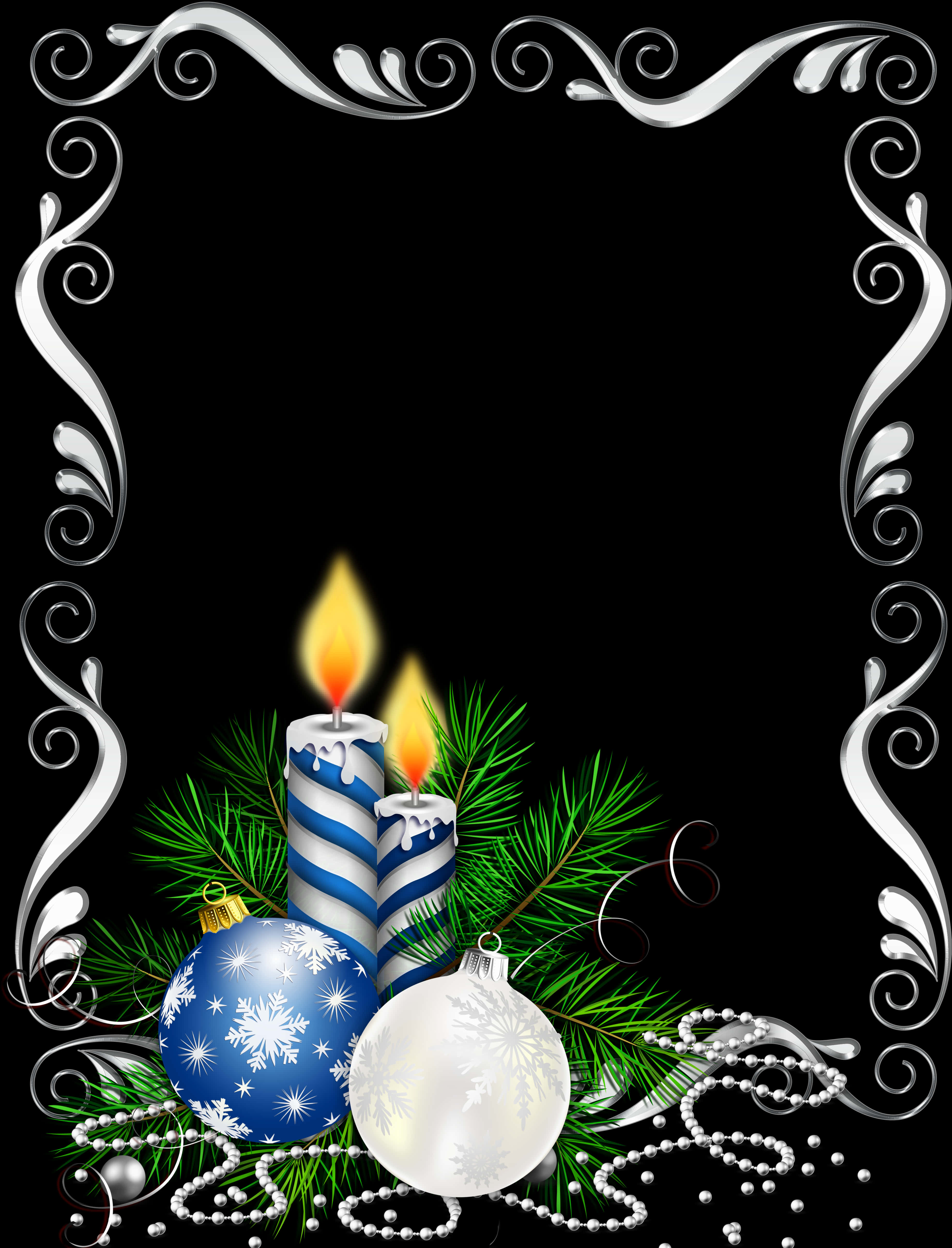 Elegant Christmas Border Design PNG image with a transparent background, free high-resolution download