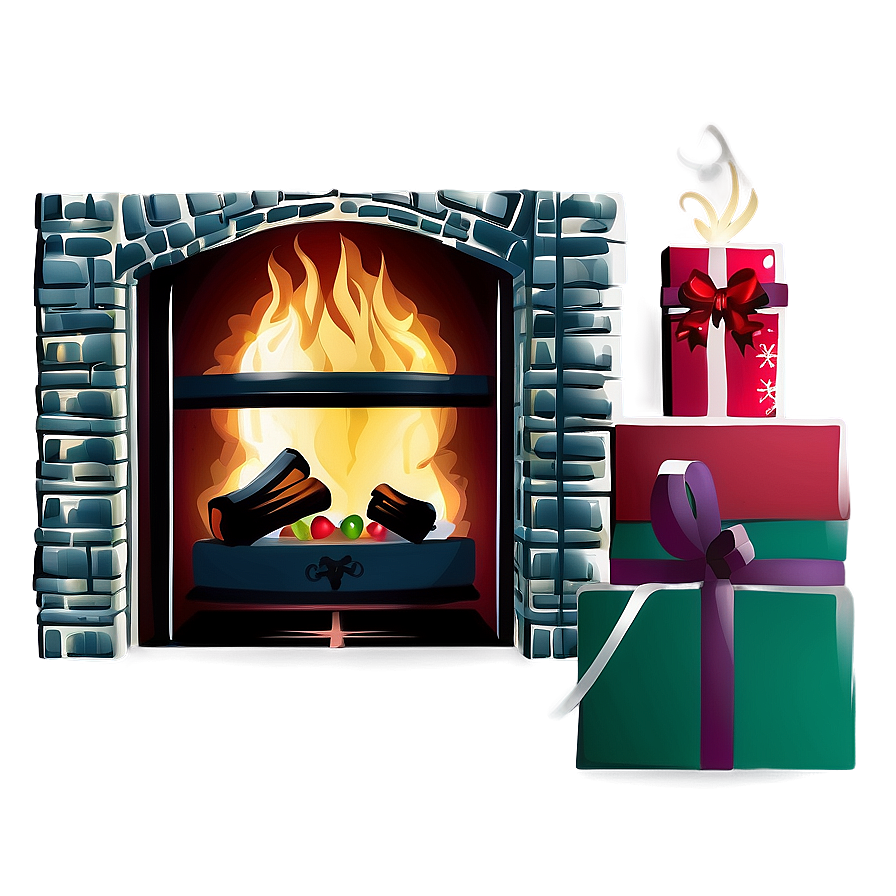 Elegant Christmas Fireplace Setting Png Xkk93