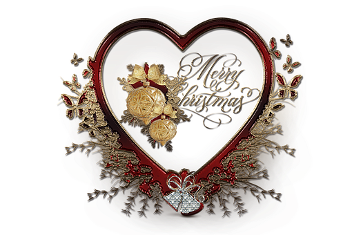 Elegant Christmas Heart Greeting PNG with transparent background