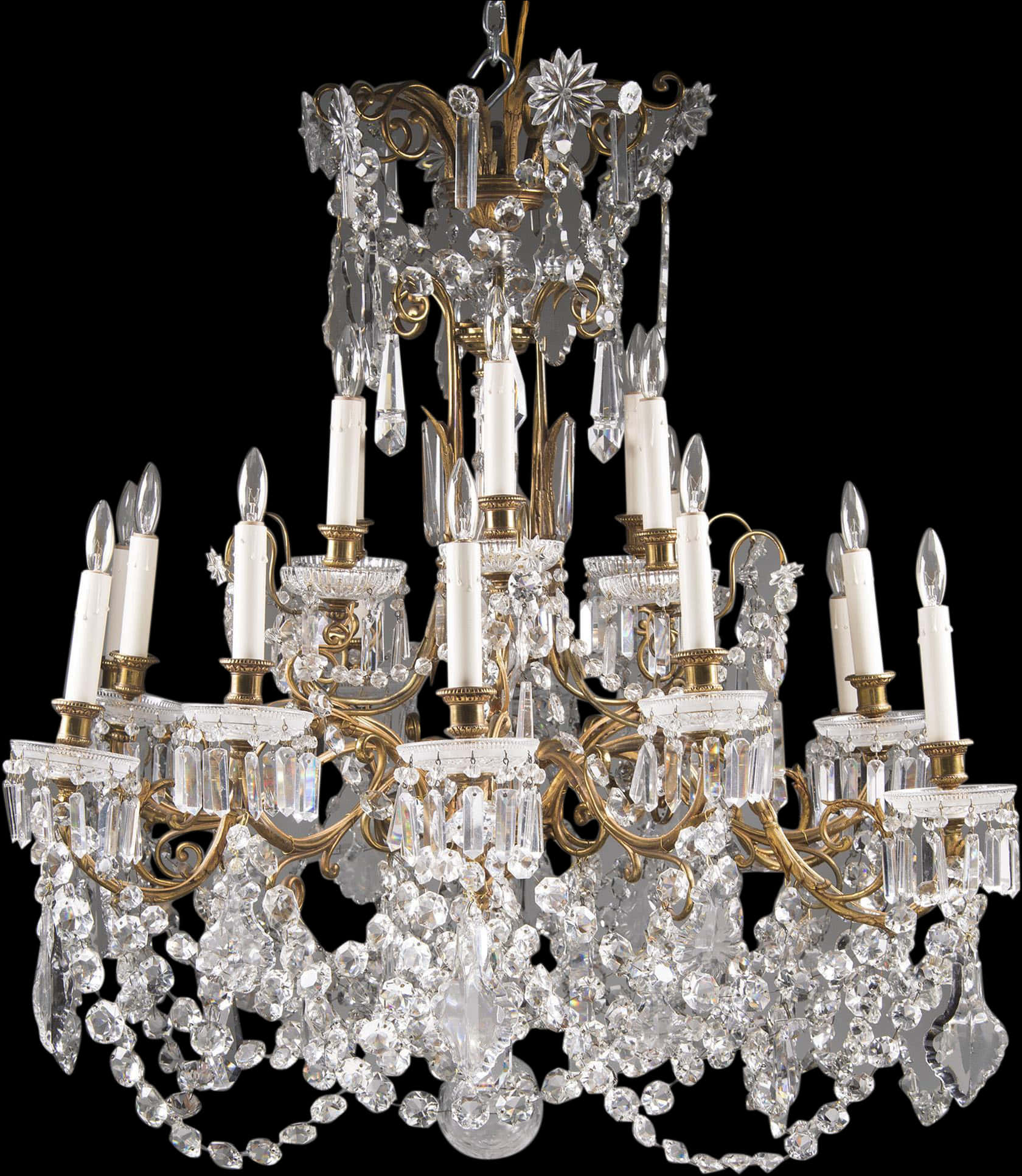 Elegant Crystal Chandelier PNG with transparent background