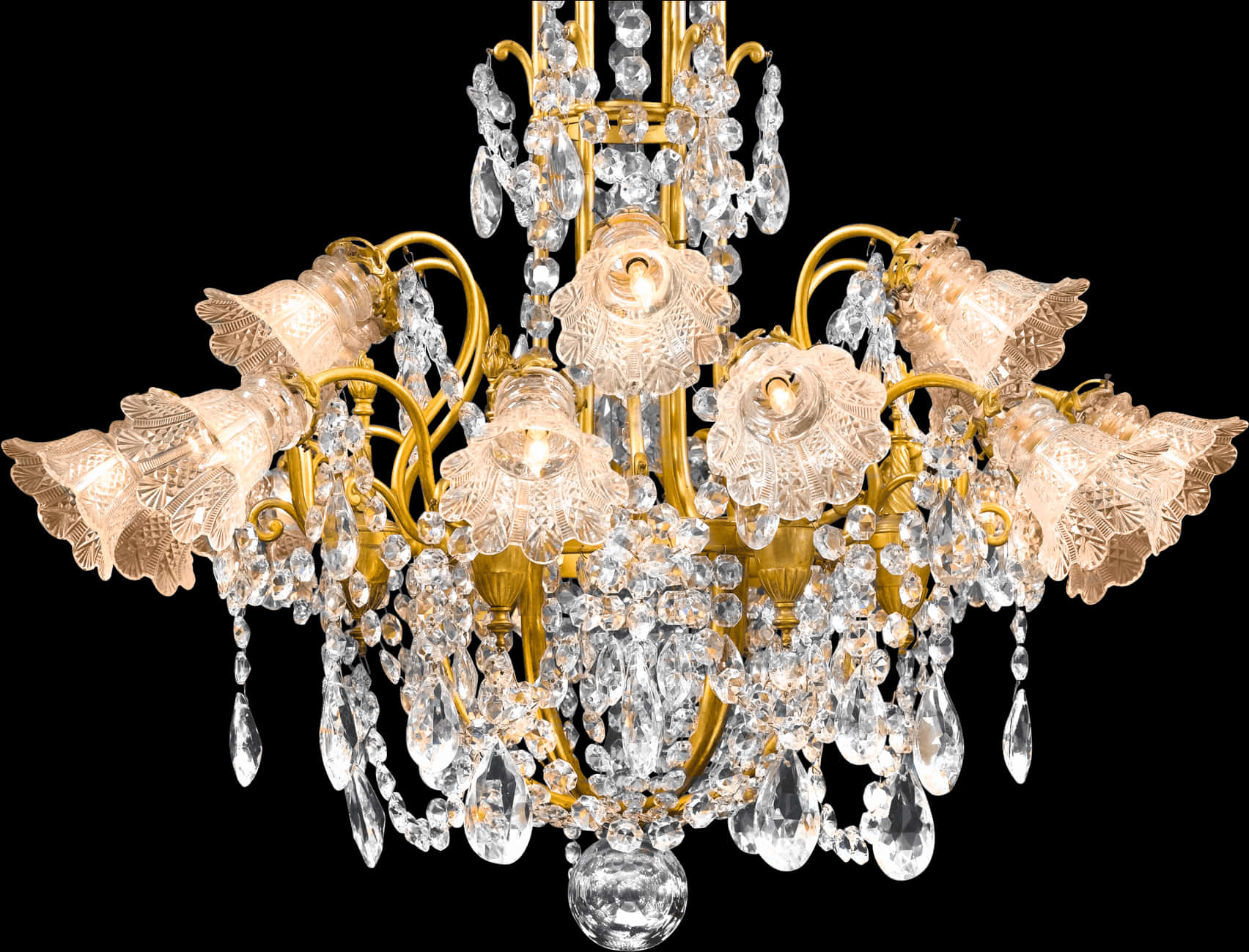 Elegant Crystal Chandelier PNG with transparent background