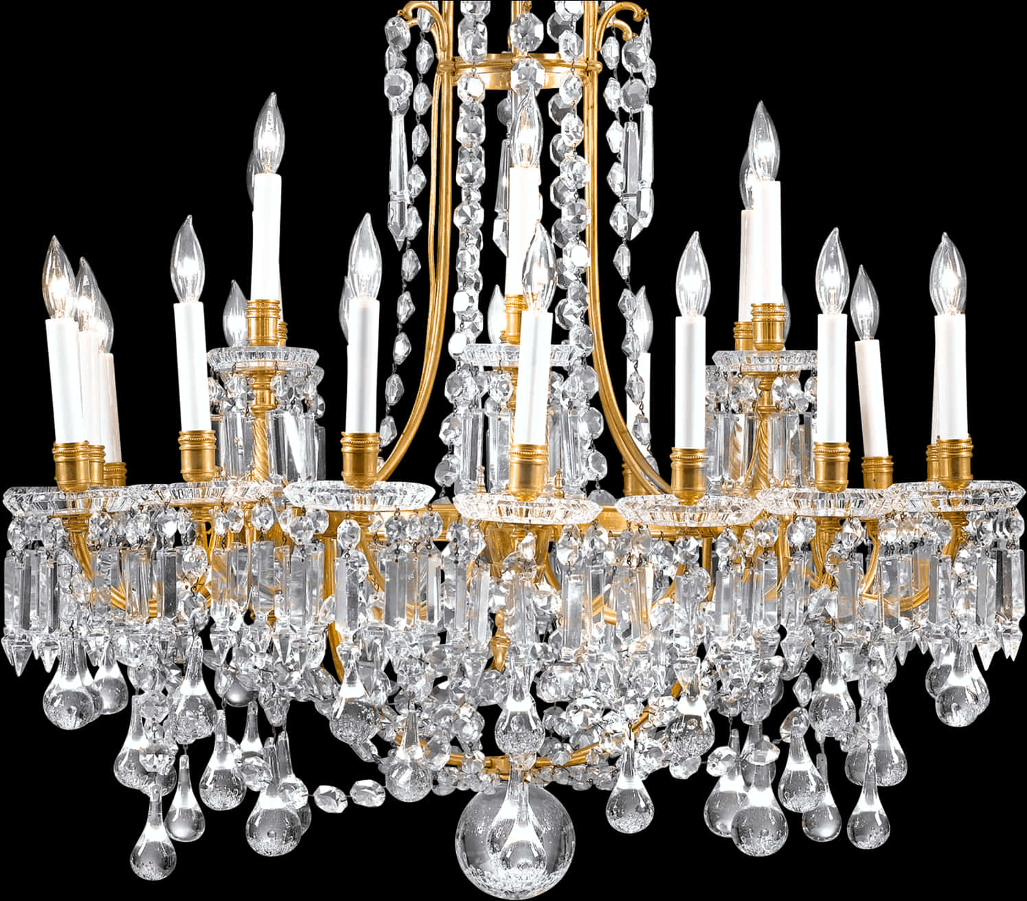 Elegant Crystal Chandelier Illumination PNG with transparent background