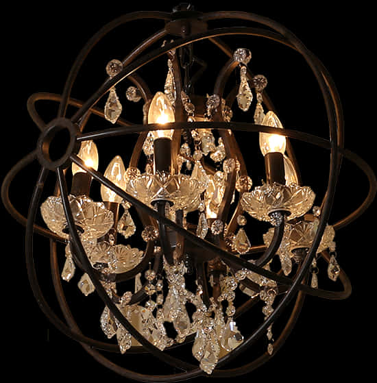 Elegant Crystal Chandelier Lighting PNG with transparent background