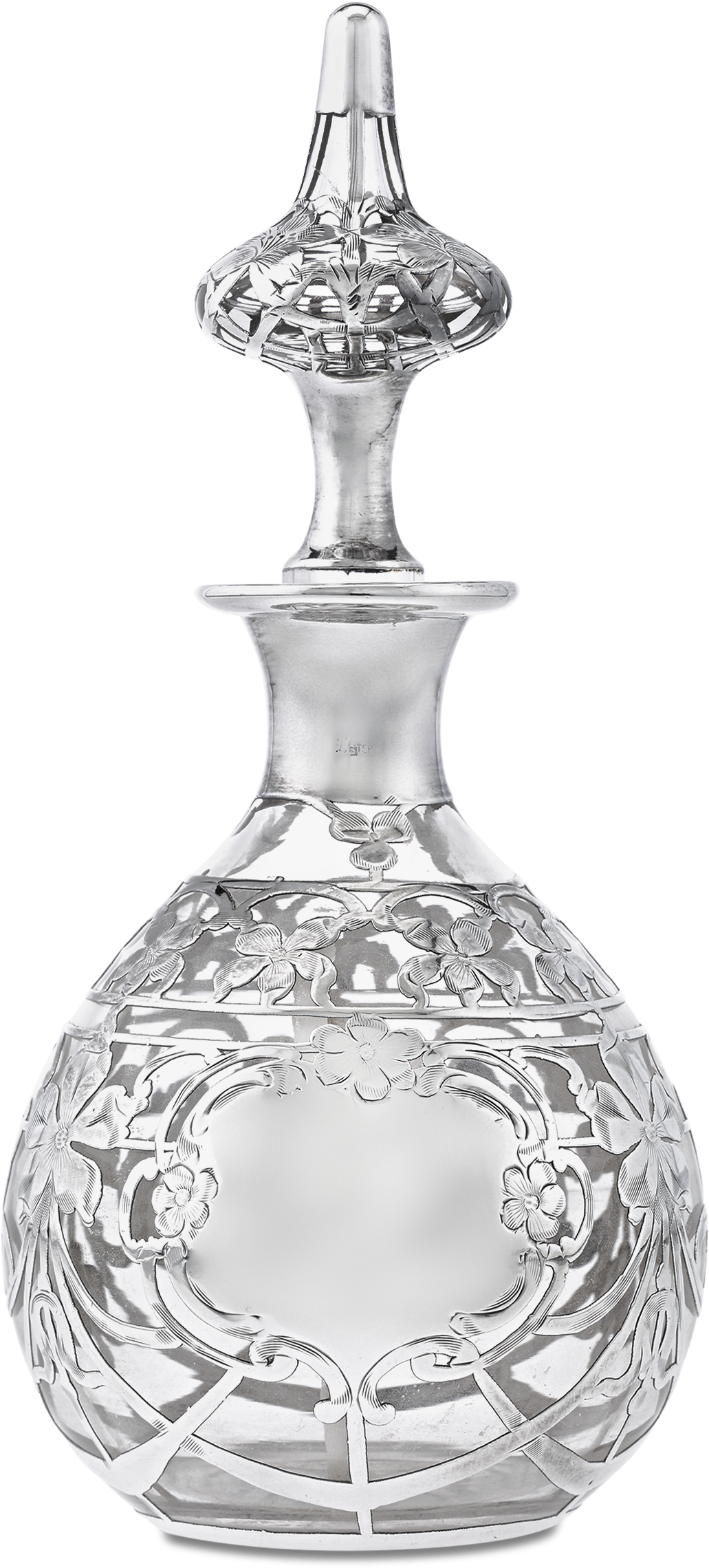 Sterling Silver Art Nouveau Perfume Bottle - Glass Perfume Bottles, HD Png Download PNG image with a transparent background, free high-resolution download