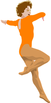 Elegant_ Dance_ Pose_ Orange_ Leotard