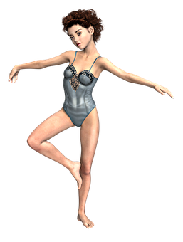 Elegant Dance Pose3 D Model PNG with transparent background