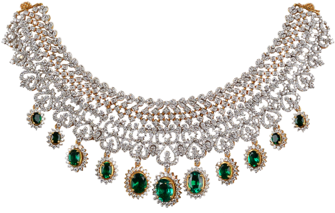 Elegant Diamond Emerald Necklace