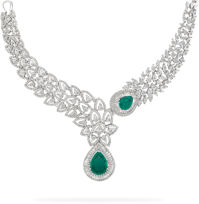 Elegant Diamond Emerald Necklace