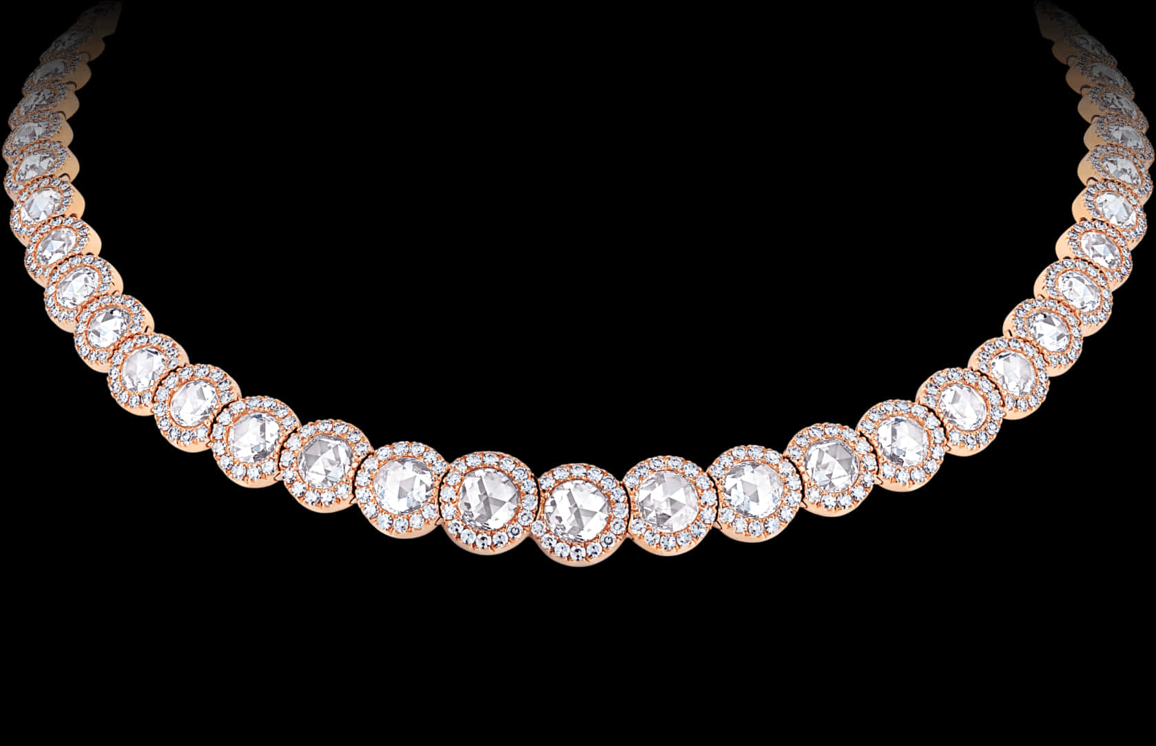 Elegant Diamond Gold Chain Necklace PNG with transparent background