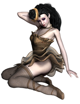 Elegant_ Digital_ Dancer_ Pose PNG image with a transparent background, free high-resolution download