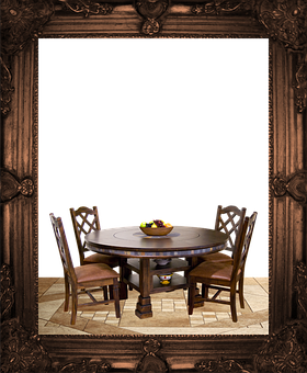 Elegant Dining Table Frame PNG with transparent background