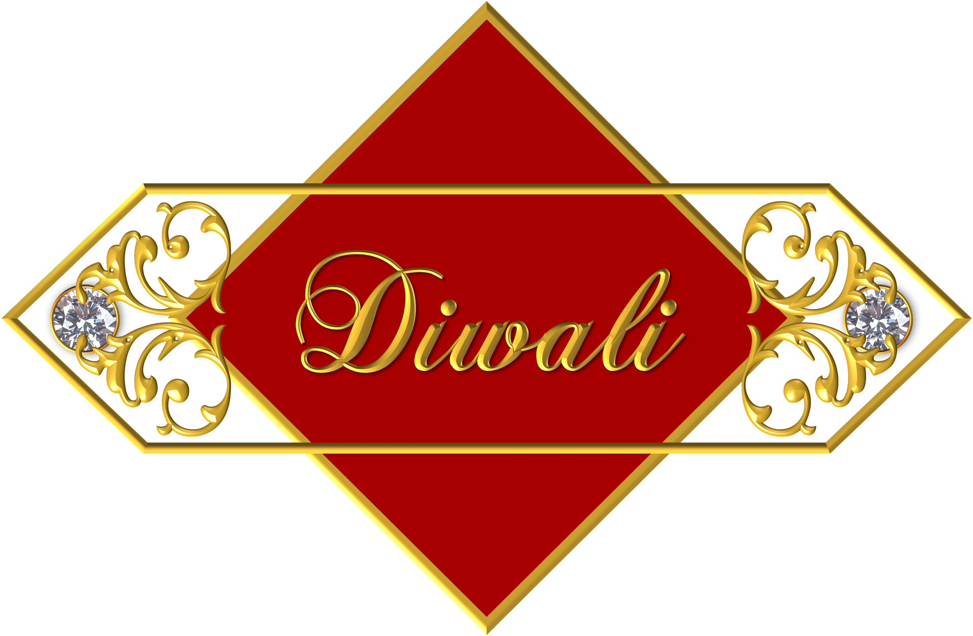 Elegant Diwali Greeting Design PNG with transparent background
