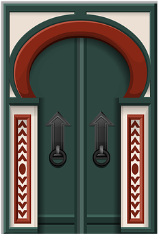 Elegant Double Door Design PNG with transparent background