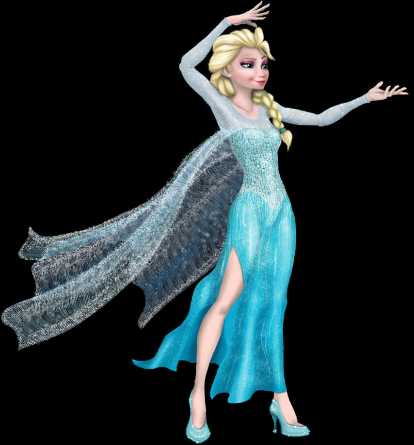 Elegant Elsa Frozen Character Pose PNG with transparent background