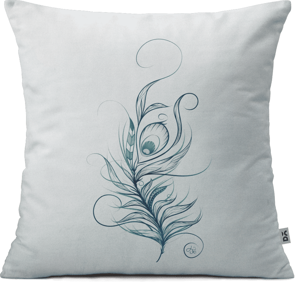 Elegant Feather Art Cushion Design