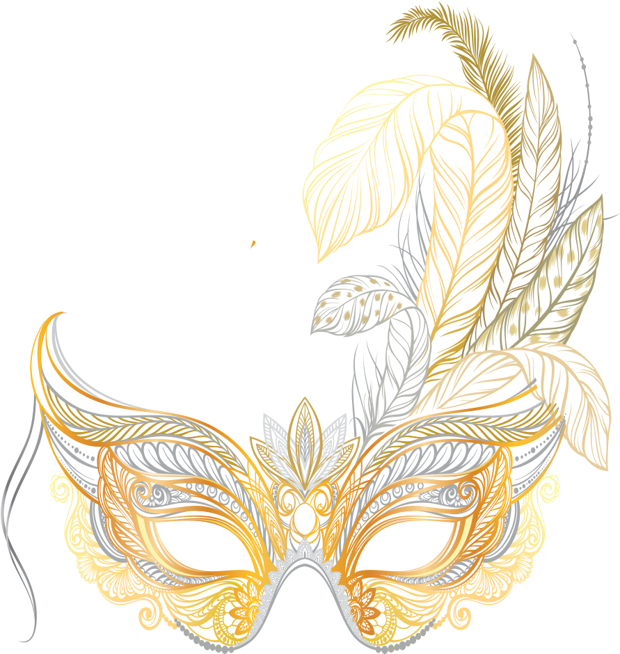 Elegant Feathered Masquerade Mask Vector