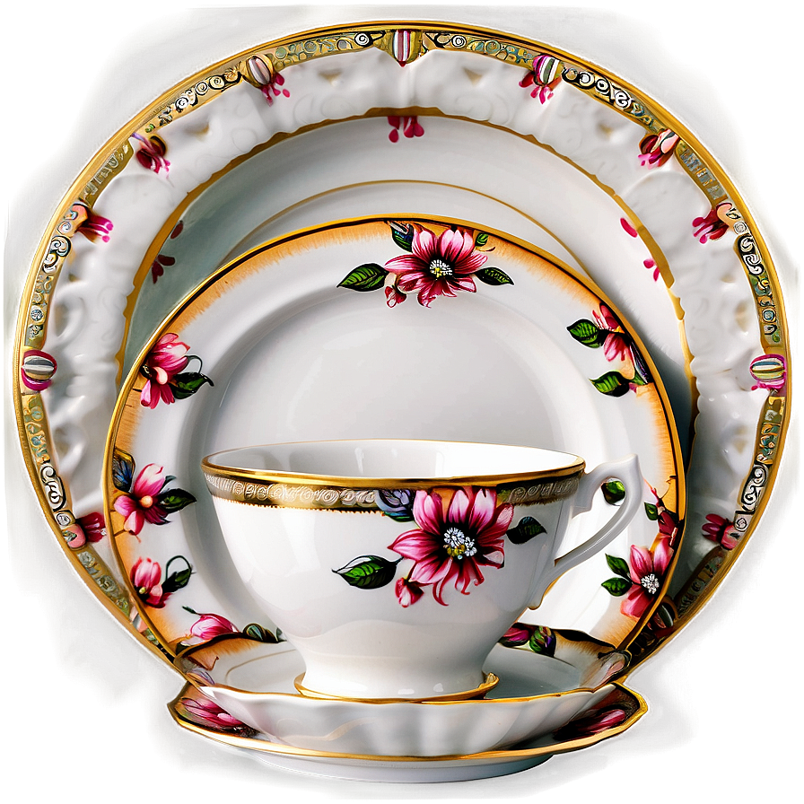 Elegant Fine China Dishes PNG aby PNG with transparent background