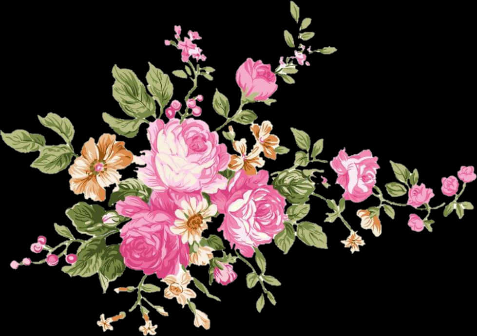 Elegant Floral Arrangementon Black Background