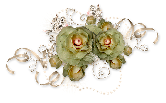 Elegant Floral Arrangementwith Birds PNG with transparent background
