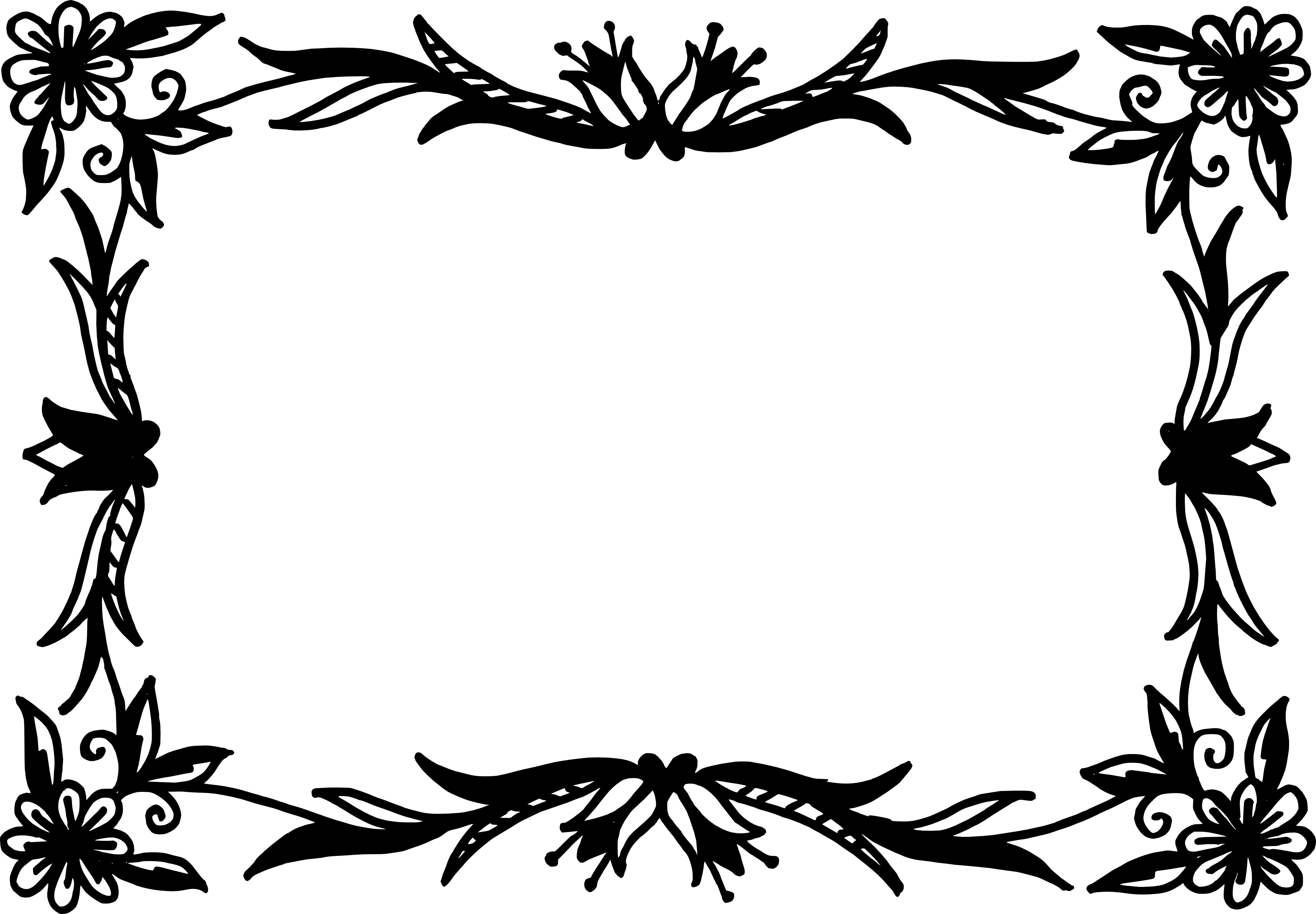 Elegant Floral Black Frame PNG image with a transparent background, free high-resolution download