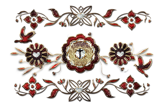 Elegant Floral Cross Design PNG with transparent background