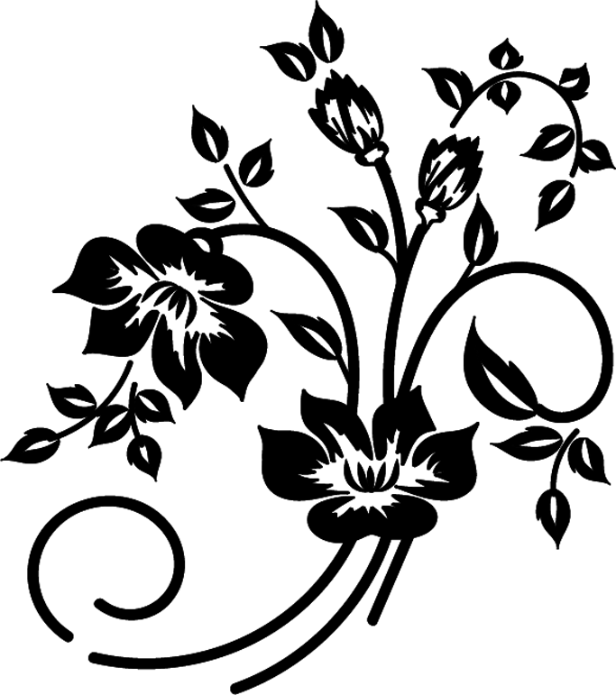 Elegant Floral Design Black And White PNG image with a transparent background, free high-resolution download