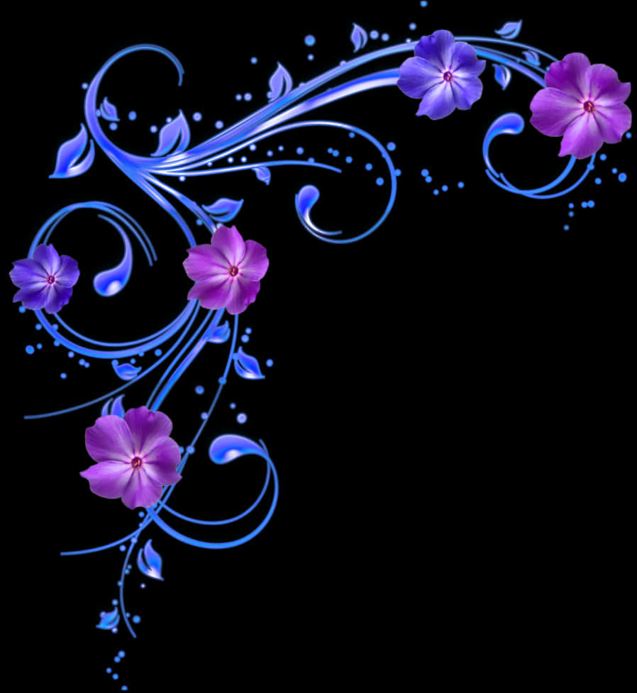 Elegant Floral Designon Black Background PNG image with a transparent background, free high-resolution download