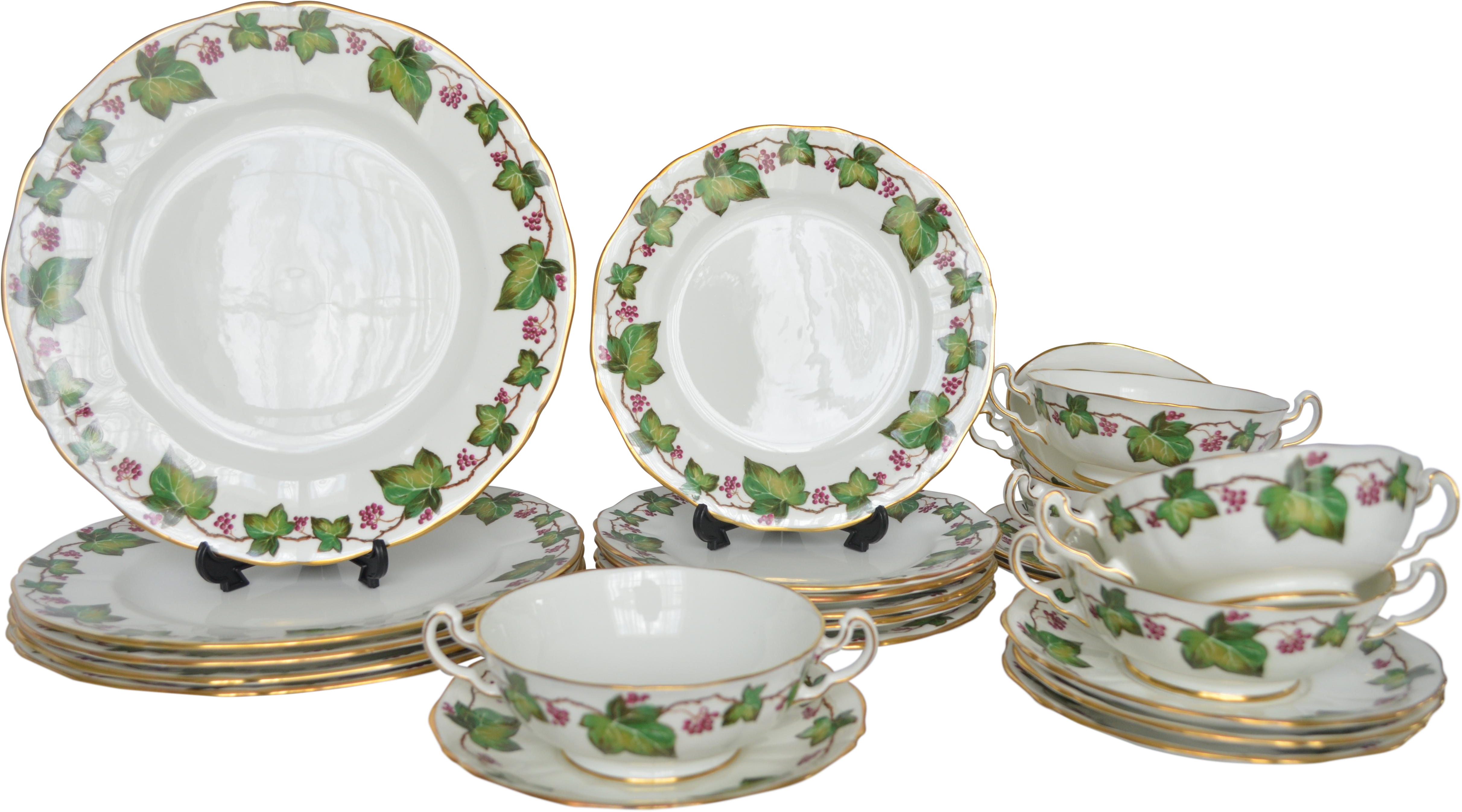 Elegant Floral Dinnerware Set PNG image with a transparent background, free high-resolution download