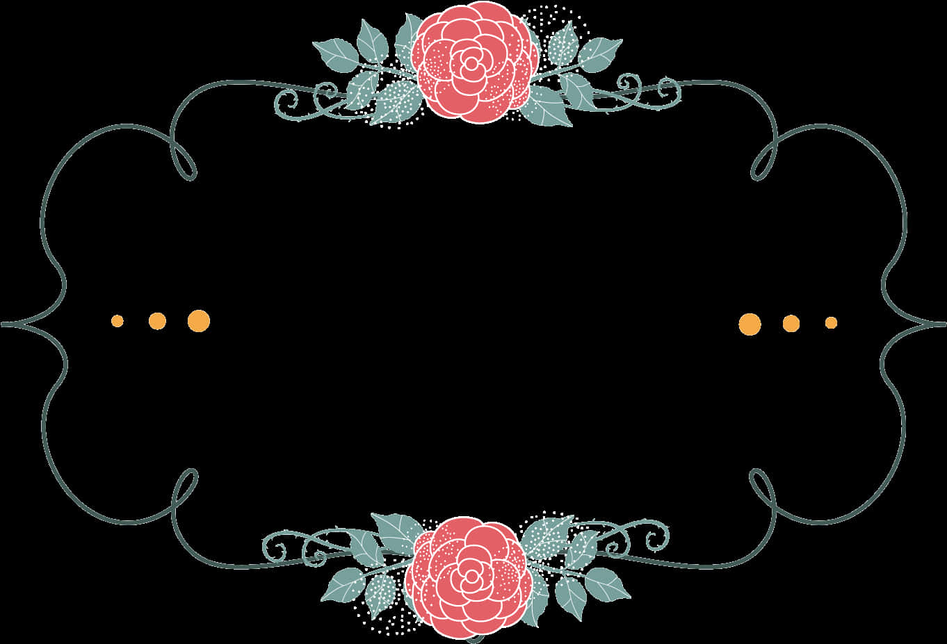 Elegant Floral Frame Black Background PNG image with a transparent background, free high-resolution download