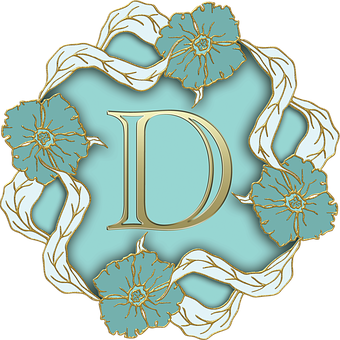 Elegant Floral Letter D Design PNG with transparent background