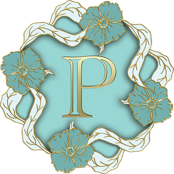 Elegant Floral Letter P PNG with transparent background
