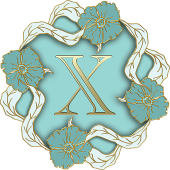 Elegant Floral Letter X Design PNG with transparent background